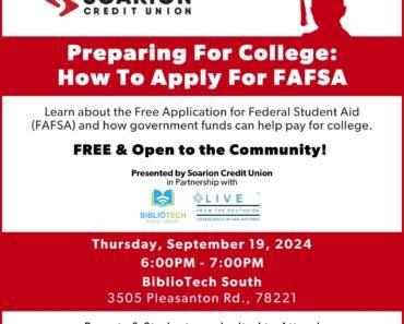 SOARION Credit Union: Preparing for College Workshop with BiblioTech & Live from the Southside