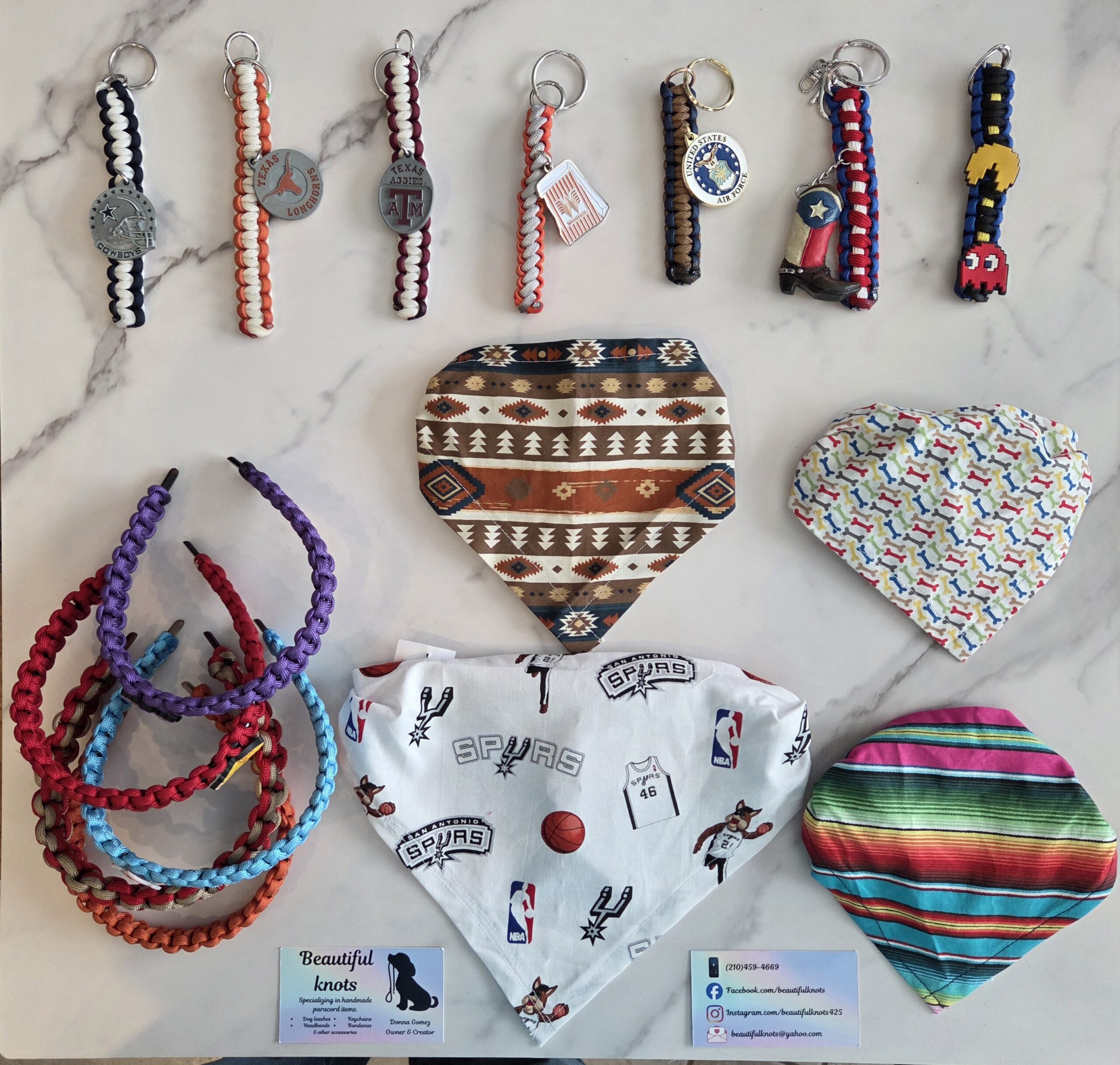 Some of our merchandise. Let us know what we can design for you! Follow us and/or message us on Facebook & Instagram to see where we will be on the weekends and/or to place your order!