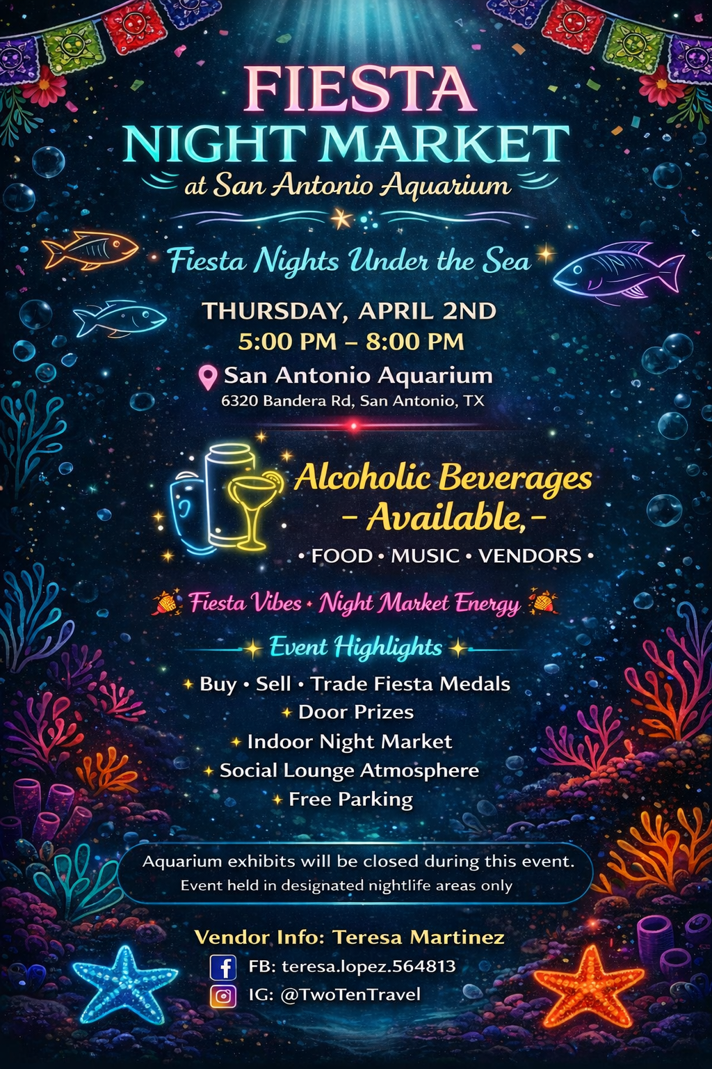 Fiesta Night Market at the San Antonio Aquarium