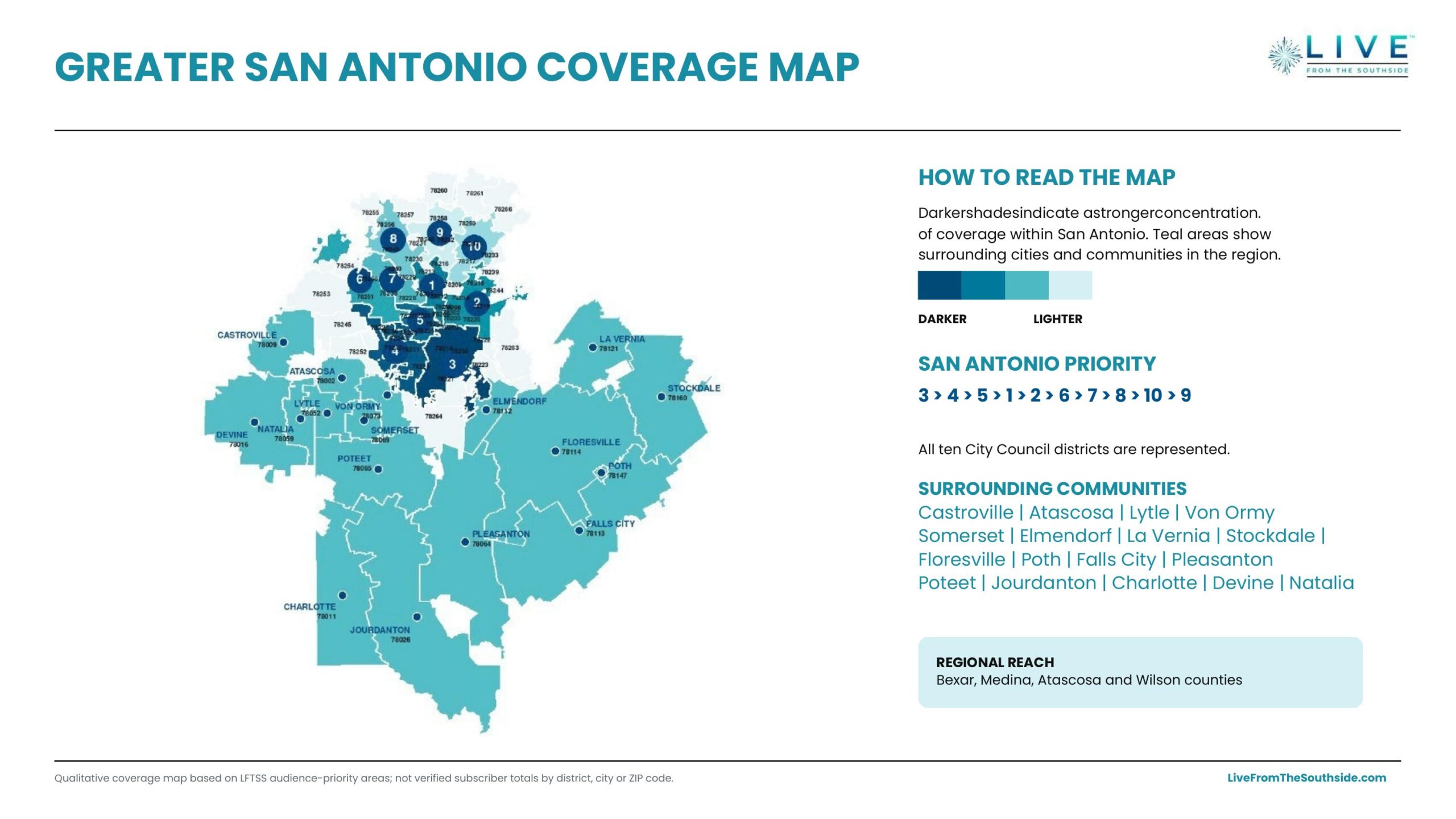 Live From The Southside Greater San Antonio audience coverage map